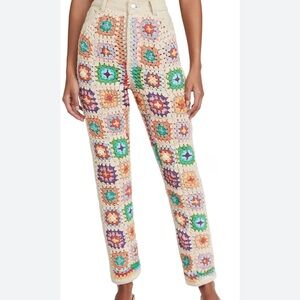 Free People Women's Crochet Zuri Mom Jeans